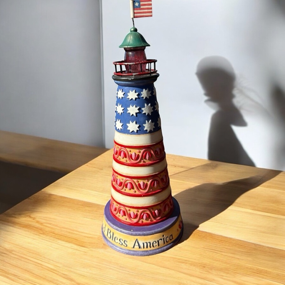 JIM SHORE “ONE NATION UNDER GOD” LIGHTHOUSE – GOD BLESS AMERICA PATRIOTIC 2003